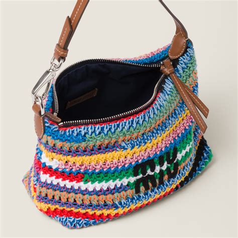 miu miu crochet pouch|multicolored crochet bag.